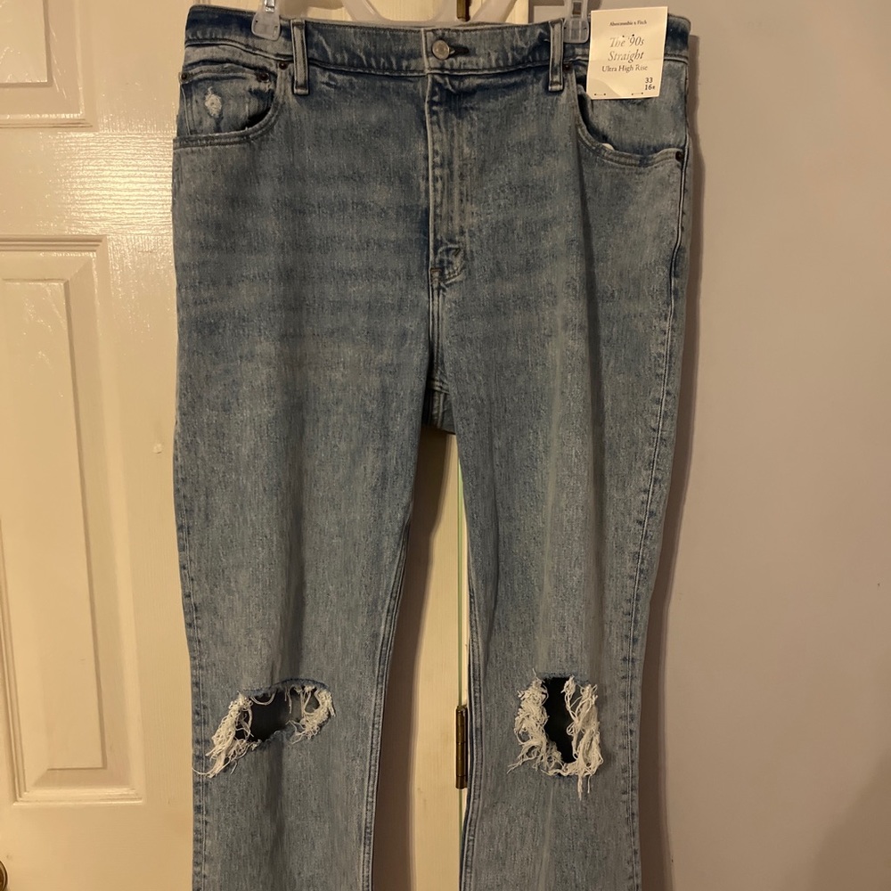 Abercrombie 90’s ultra high rise straight jeans